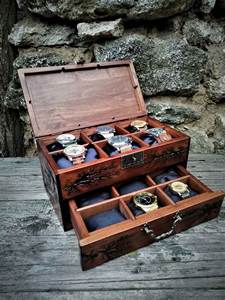 Boîte à montres en bois pour hommes rustique innovante avec fermeture ouverte Organisateur de vitrine portable pour le stockage de bijoux - Product Image 4