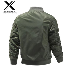 Chaqueta de bombardero de vuelo de Otoño de poliéster/algodón de piloto de alta calidad para hombre, prendas de vestir exteriores con cremallera a prueba de viento, soporte de moda de talla grande con capucha - Product Image 2