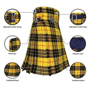 Kilt Tradicional Escocés Rojo para Hombre, Diseño Clásico de Tartán Escocés con Correas de Hebilla, Logotipo y Tela Personalizados de Alta Calidad - Product Image 6