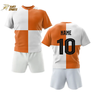 Conjunto de ropa de fútbol de Rugby personalizado de alta calidad, diseño sublimado en blanco y naranja, gran oferta, camisa gruesa con uniforme de pantalones cortos - Product Image 3