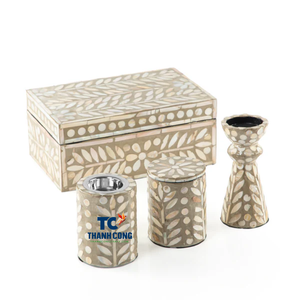 Ensemble de porte-bougie en nacre Mabkhar Bakhor, boîte à cadeaux grise pour le Ramadan, l'Aïd, décoration de la maison, style arabe de luxe, vente en gros - Product Image 1