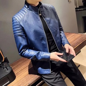 Chaqueta de Cuero Genuino de Manga Larga para Hombre, Nueva Colección de Invierno, Cuello Camisero, Color Sólido, Tela de Lana de Alta Calidad, Bolsillo Decorado con Piel - Product Image 2