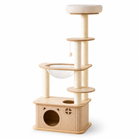 Arbre à chat vertical haut avec griffoir, perchoir supérieur et maisonnette confortable en MDF et feutre écologiques et durables pour chats d'intérieur