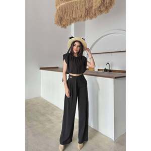 Conjunto de Blusa y Pantalones de Modal Negro - Negro - Product Image 1