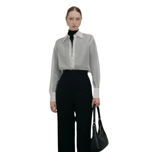 Queen's Elegant High Fashion Pantalones de pierna recta de seda para mujer Estilo minimalista Transpirable Frente plano ODM Colección de verano XS - Product Image 2