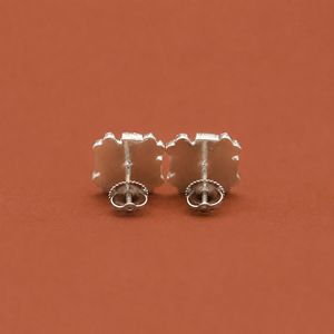 Pendientes de Plata de Ley 925 con Diseño de Barra Cruzada en Forma de Cuadrado - Product Image 5