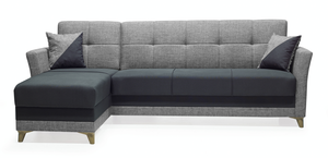 Canapé convertible en forme de L, 3 places, style européen moderne, durable, avec rangement, pliable, revêtement en tissu écologique - Product Image 2