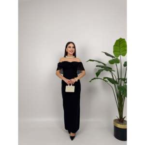 Vestido de Chifón sin Tirantes 2091 con Cintura Natural y Elegante Adorno de Satén en Forma de Globo - Product Image 4