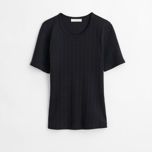 เสื้อยืดแขนสั้นของผู้หญิงเสื้อถักลายโลโก้ผ้าฝ้าย100% - Product Image 5