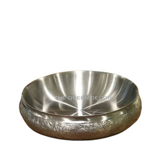 Cuenco decorativo de Metal de aluminio de forma única, cuenco de cerámica con acabado antiguo de latón, cuencos para servir - Product Image 2