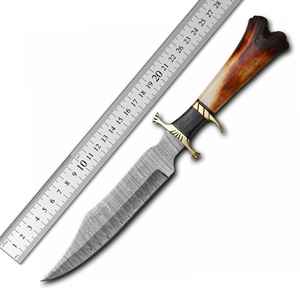 มีดพกพาสำหรับล่าสัตว์ สแตนเลสสตีล ใบมีดคมเรียบ ด้ามจับไม้ พร้อมปลอกมีด - Product Image 6