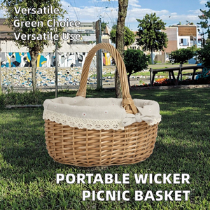 Cesta de Picnic Moderna, Ecológica, Tejida a Mano con Ratán Natural, con Nuevo Diseño para Uso en Exteriores, Almacenamiento de Alimentos, Hecha en Vietnam - Product Image 2