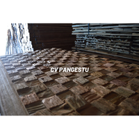 PANGESTU Panneau mural moderne 3D géométrique en bois de teck recyclé, insonorisé et imperméable, PVC WPC MDF pour la maison, le divertissement et le commerce
