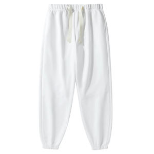 Pantalon de survêtement lourd pour les amoureux de l'hiver Pantalon de survêtement en laine de couleur unie Loose Straight Leg Casual Closed Leg pour hommes - Product Image 1