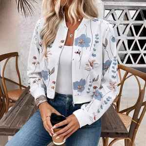 Chaqueta informal de cuero genuino para mujer elegante de primavera 2025, manga larga, cremallera, estampado Floral, concha de lana teñida Lisa para invierno - Product Image 5