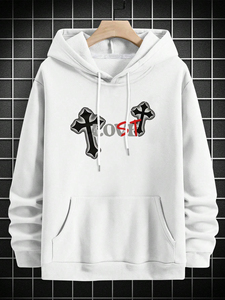 Custom Logo 100% Cotton <b>Pullover</b> Hoodie <b>for</b> <b>Men</b> Long Winter Fleece Sweatshirt Puff Technique Hooded Collar Comfortable Digital - Product Image 4