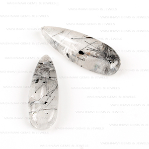 ลูกแพร์ยาวควอตซ์เจียระไนสีขาวธรรมชาติคุณภาพสูง10X30มม. หลังแบนทึบแสงพลอยหลวมปรับเทียบได้ - Product Image 3