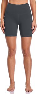 Leggings de yoga pour femmes à taille haute personnalisés, shorts de cycliste avec poches latérales, contrôle du ventre, respirant, entraînement, taille élastique, uni - Product Image 2
