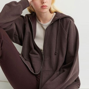 Sweat-shirts à capuche pour femmes avec fermeture éclair intégrale, col rond, en coton, style coréen, personnalisables, bon marché, de haute qualité, tendance, amples, MS-SS-1091 - Product Image 3