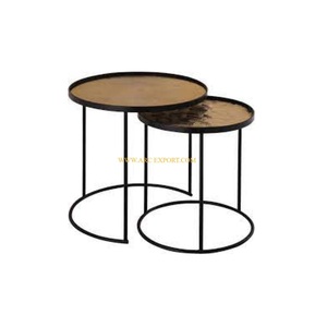 Meubles décoratifs de luxe pour hôtels et cafés Tables gigognes Marbre et métal or poli fait à la main Nouvelle arrivée Table gigogne - Product Image 4