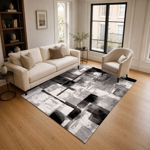 <b>RUGS</b> DEPOT LXDP-0844 Wholesale Grey Silver Modern Vintage Digital Printed Machine Washable Chenille Area <b>Rug</b> <b>Non</b> <b>Slip</b> - Product Image 2