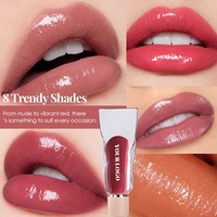 Gloss à lèvres personnalisé OEM Rouge Nude Ultra-brillant Non collant Éclat vibrant Vitamine E Végétalien Bio Longue tenue Imperméable Vente en gros Faible MOQ