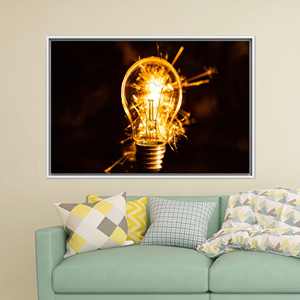 Impresión en lienzo de bombilla de luz brillante y vibrante para decoración moderna, 1P: Enmarcado en blanco - Product Image 1