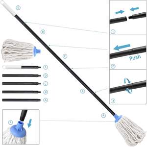 Serpillère plate multifonctionnelle en coton durable, écologique, à essorage automatique, avec clip en plastique, pour usage intensif, Kentucky Industrial - Product Image 2