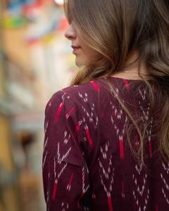 Robe bohème Amelia longueur mollet, tissage à la main en coton pur, style décontracté, occasionnel - Product Image 2