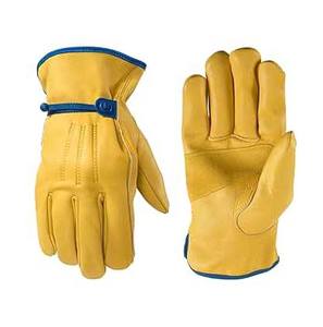 Gants de travail de conducteur en cuir de chèvre blanc de haute qualité Logo personnalisé bande élastique hiver chaud respirant pour les scènes décontractées en plein air - Product Image 1