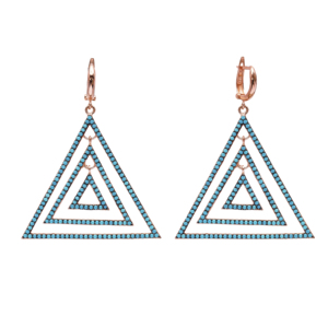 หินเทอร์ควอยซ์ดีไซน์ทรงสามเหลี่ยม925เทอร์ควอยซ์แบบตุรกีต่างหูแบบประณีต - Product Image 1