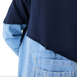 กางเกงยีนส์แขนยาวผู้ชายคุณภาพระดับพรีเมียม / ปรับแต่งโลโก้ของคุณปักด้วยเสื้อสเวตเตอร์ยีนส์ Hoodies - Product Image 6