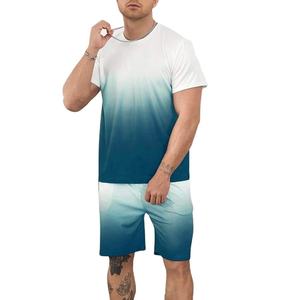 Ensembles courts pour hommes 100 % polyester/coton, personnalisables avec logo, 2 pièces, survêtements d'été tendance, respirants, OEM, t-shirt décontracté – Vente en gros - Product Image 2