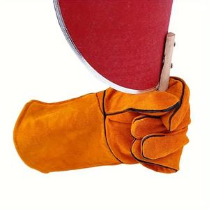 Guantes de seguridad de soldadura de cuero de vaca de alto rendimiento Guantes de trabajo de cuero de vaca, guantes protectores de soldadura de versión extendida, para conducir - Product Image 5