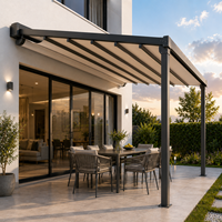 Auvent rétractable en PVC imperméable pour balcon, jardin, terrasse et bord de piscine - Utilisation hôtelière, télécommande