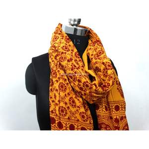 Bufanda Hijab de bloque de mano, 100% algodón, tela suave y cómoda, impresa, Ajrakh, tinte Natural, venta al por mayor - Product Image 5
