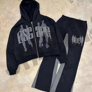 Custom Graphic Embroidered High Quality 100% Cotton <b>Fleece</b> Unisex Zipper-Up Vintage Wash Streetwear Oversized Autumn Sweatshirt - Product Image 4