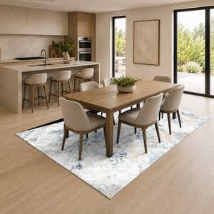 Tapis DEPOT LXDP-0867 – Tapis d'appoint moderne vintage en chenille, imprimé numériquement, lavable en machine, antidérapant, couleur crème ivoire – Vente en gros - Product Image 4