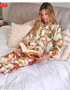 Conjunto de ropa de dormir de algodón con estampado floral para mujer hecho a medida con tubería elegante y bolsa de algodón adecuada para clientes boutique y revendedores - Product Image 6