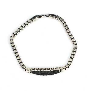 925 Sterling Silver Onyx Stone <b>Cube</b> Chain Tennis Bracelet Fashion Accessory - Product Image 4