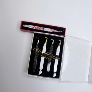 Pince à épiler pour cils GETUP BROSONS IMPEX de haute qualité en acier inoxydable, plusieurs couleurs, pointe lisse, poignée diamantée, antimagnétique - Product Image 6