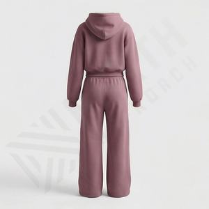 Sudadera con Capucha y Pantalones Deportivos de 400 g/m² con Logotipo Personalizado del Fabricante, Chándal con Cremallera de Lavado Ácido, Cómodo y de Calidad, Color Personalizado para Mujer - Product Image 2