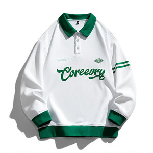 Sudadera de solapa de colores contrastantes de gran tamaño para hombre, ropa de calle de Hip Hop de primavera, sudadera Harajuku, uniforme de béisbol, Sudadera con capucha para hombre - Product Image 3
