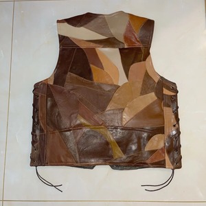 Chaleco de cuero con cuello en V a prueba de viento para hombre, lona transpirable, roscado de dos caras, costuras coloridas para invierno, ocio, motocicleta - Product Image 4