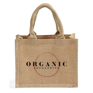 Customized Rustic Wedding Favor Burlap <b>Bags</b> <b>Medium</b> Size PP Canvas Tote with Heat Transfer Letter Pattern and Your Logo-TJ908 - Product Image 1