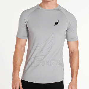Camiseta Deportiva de Secado Rápido con Mangas Raglán Grises para Hombre, Talla XXL, con Logotipo de Águila Estampado en la Parte Delantera, Diseño Ajustado con Cuello Redondo, Ropa Deportiva - Product Image 1