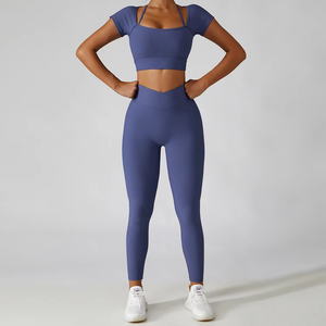 Qualité supérieure Sport course Yoga ensembles nouvelle mode Gym Fitness ensemble à séchage rapide femmes Yoga 2 pièces ensembles en gros vêtements d'été - Product Image 3