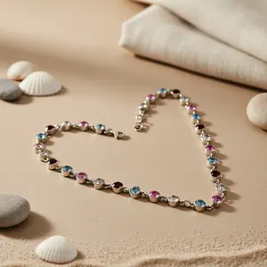 Chevillère en argent 925 avec diamants pour femmes, bijoux à porter au quotidien - plaqué or 14 carats - Product Image 1