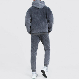 Custom Tracksuits Men Distressed Embroidery Logo Acid Washed Flared Sweat Pants Jogging Suits Vintage Hoodies and Sweatpants Set - Product Image 2
