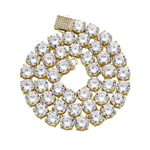 Cadena de tenis de moissanita incolora de corte redondo de oro blanco de 14 quilates Premium Colección vintage de joyería fina - Product Image 5